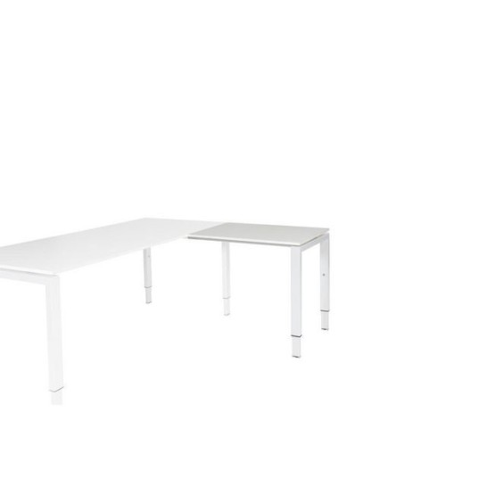 Stretto Verstelbare Aanbouwtafel 80 x 60 cm Lichtgrijs Blad Witte Poten