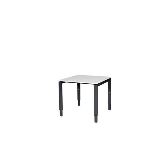 Stretto Verstelbare Aanbouwtafel 80 x 80 cm Lichtgrijs Blad Zwarte Poten