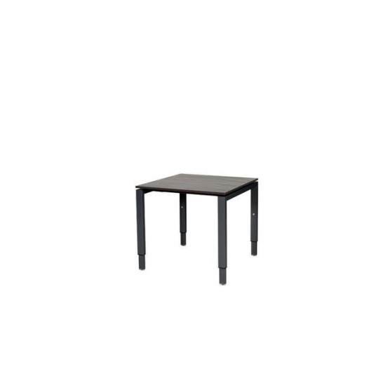 Stretto Verstelbare Aanbouwtafel 80 x 80 cm Logan Eiken Blad Zwarte Poten