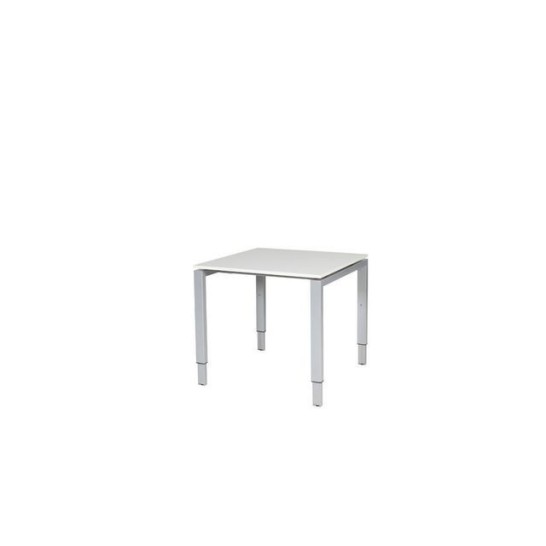 Stretto Verstelbare Aanbouwtafel 80 x 80 cm Wit Blad Aluminium Poten