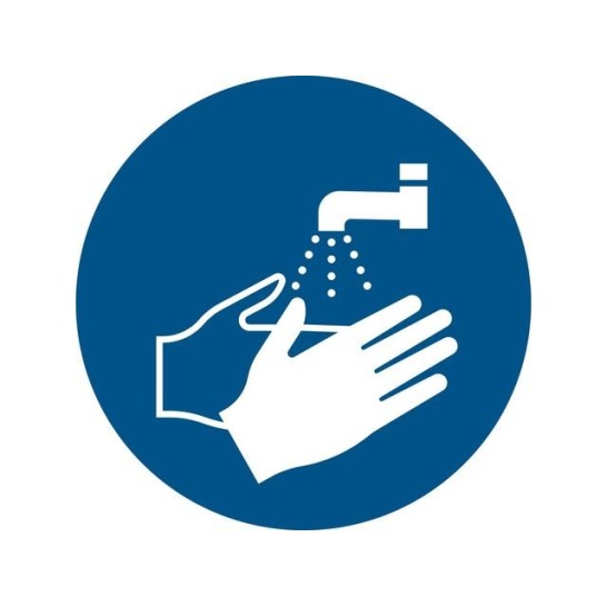 TARIFOLD Pictogram Handen Wassen Verplicht Plastic diameter 200 mm Blauw Wit