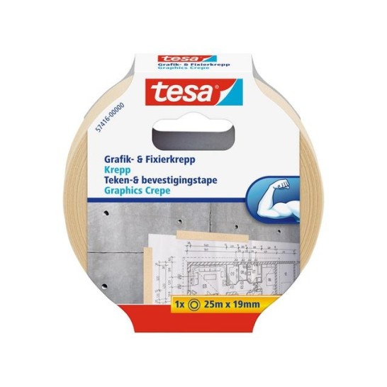 TESA® Bevestigingstape Niet-Permanent 19 mm x 25 m Lichtcrème (rol 25 meter)