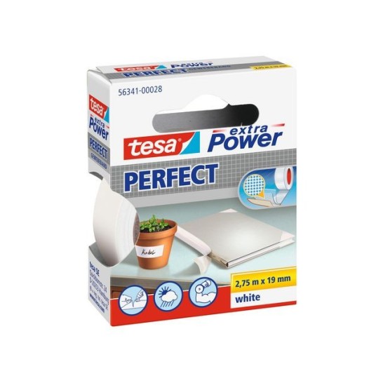 TESA® Extra Power Perfect Premium Duct Tape 19 mm x 275 m Wit (rol 275 meter)