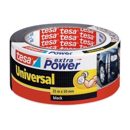 TESA® Extra Power Universal Duct Tape 50 mm x 25 m Zwart (rol 25 meter)