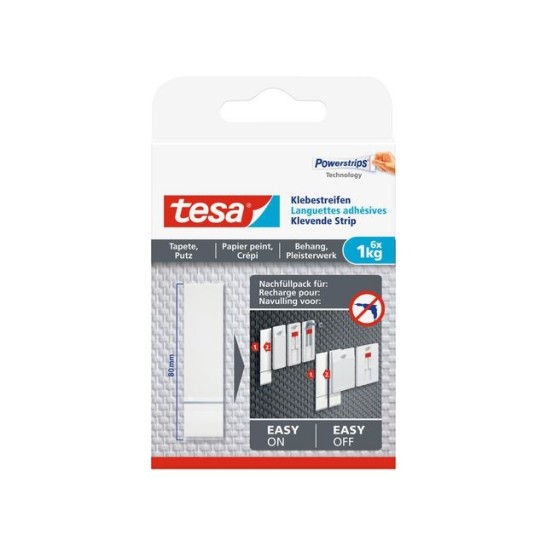 TESA® Klevende Strips Navulling Voor Behang en Pleisterwerk 1 kg Wit (pak 6 stuks)