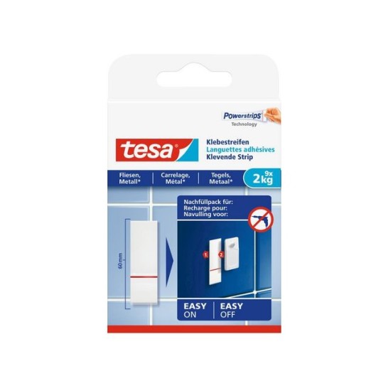 TESA® Klevende Strips Navulling Voor Tegels en Metaal 2 kg Wit (pak 9 stuks)
