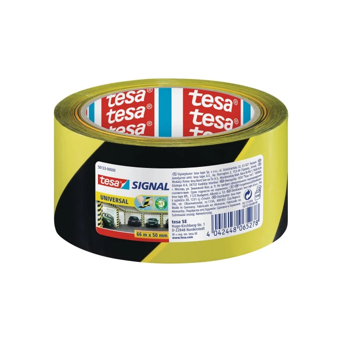 tesa® Signal Universal Waarschuwings-en markeringstape PP 50 mm x 66 m Geel-Zwart (rol 66 meter)