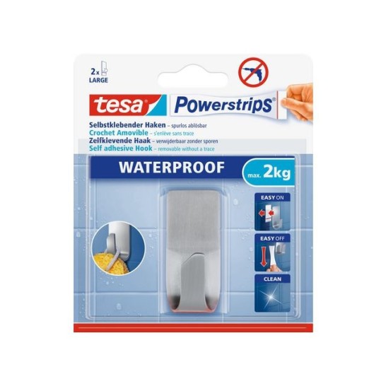 TESA® Powerstrips Waterproof Zelfklevende Haak Verwijderbaar 2 kg Metaal