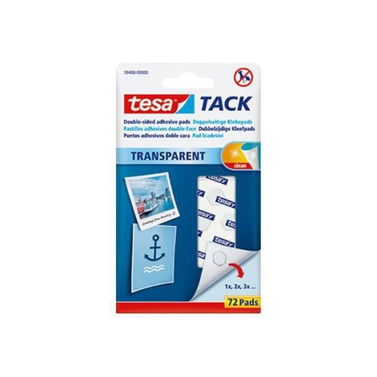 TESA® TACK Dubbelzijdige Kleefpads Transparant (pak 72 stuks)