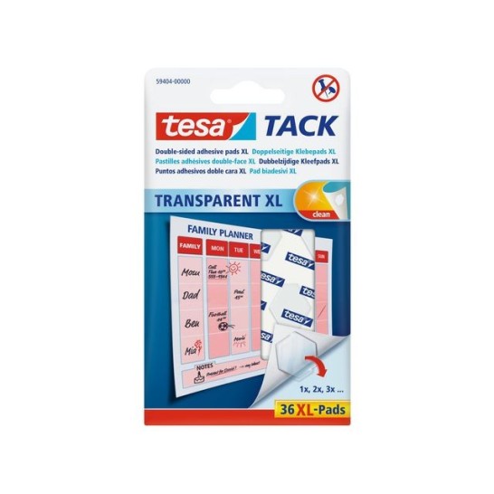 TESA® TACK XL Dubbelzijdige Kleefpads Transparant (pak 36 stuks)