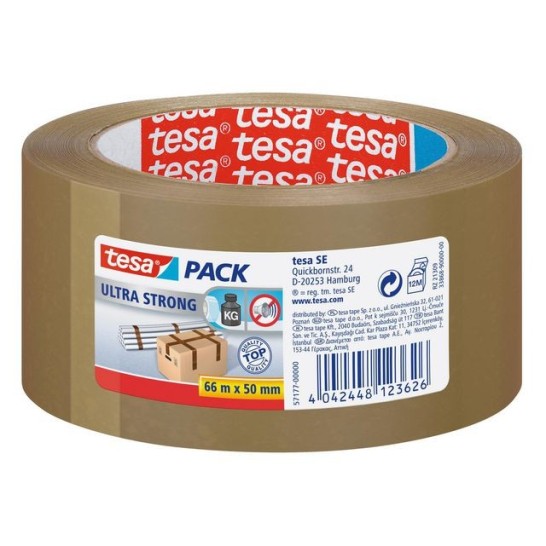 TESA® TESApack Ultra Strong Verpakkingstape PVC 50 mm x 66 m Bruin (pak 6 x 66 meter)