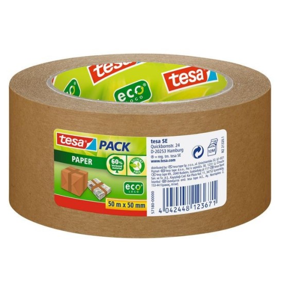 TESA® TESApack ecoLogo Verpakkingstape Papier 50 mm x 50 m Bruin (rol 50 meter)