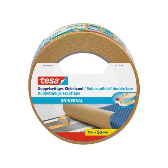 TESA® Universal Dubbelzijdige Tapijttape 50 mm x 25 m Wit (pak 6 x 25 meter)