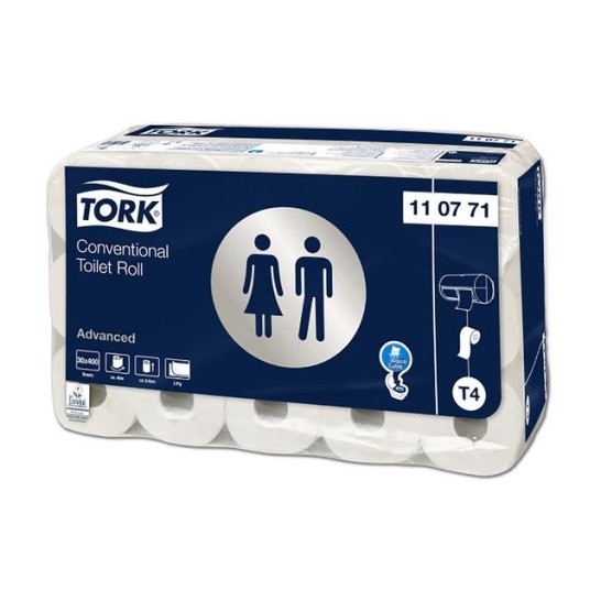 TORK Advanced Traditioneel T4 Toiletpapier 400 vel 48 m Wit (pak 30 rollen)