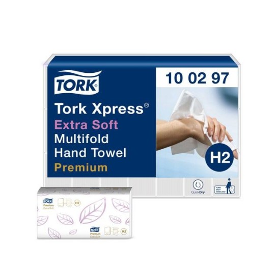 TORK Premium Papieren Handdoeken Extra Zacht Interfold 2-laags 212 x 34 cm Wit (pak 21 x 100 vel)