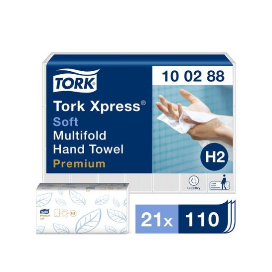 TORK Premium Papieren Handdoeken Zacht Interfold 2-laags 212 x 34 cm Wit (pak 21 x 110 vel)