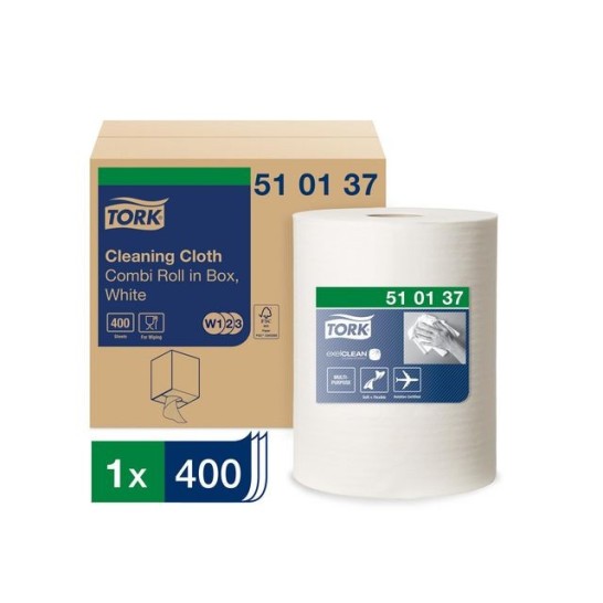 TORK Premium papieren reinigingsdoekjes 1-laags 320 mm 400 vel wit (rol 400 vel)