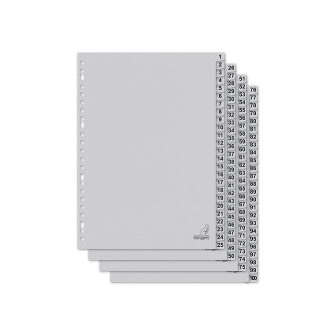 Tabblad A4 23R karton 1-100 grijs/set100