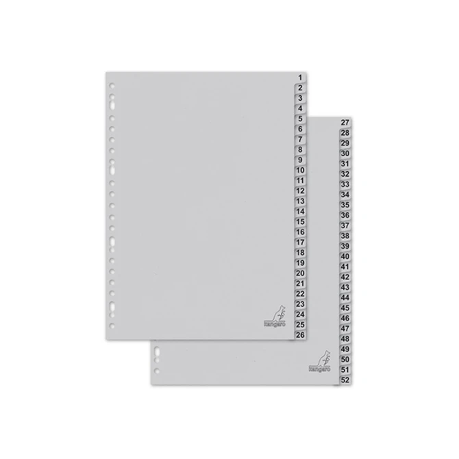 Tabblad A4 23R karton 1-52 grijs/set52