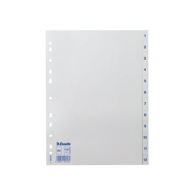Tabblad ESSELTE 11r A4 PP 1-12 wit
