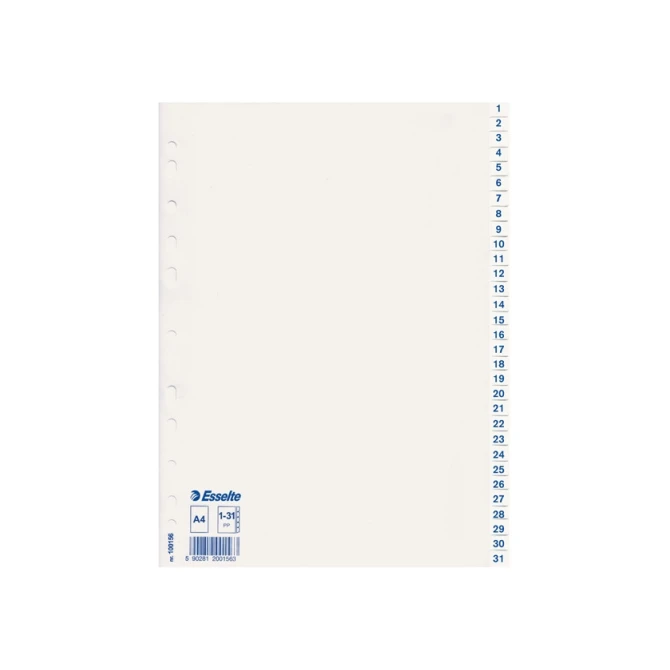 Tabblad ESSELTE 11r A4 PP 31 tab wit