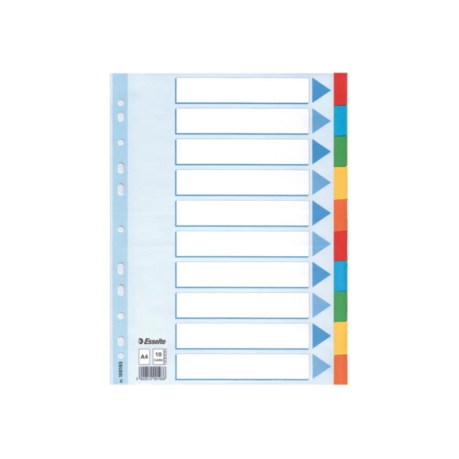 Tabblad ESSELTE 11r A4 karton 10 tab