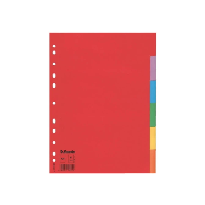 Tabblad ESSELTE 11r A4 karton 6 tab