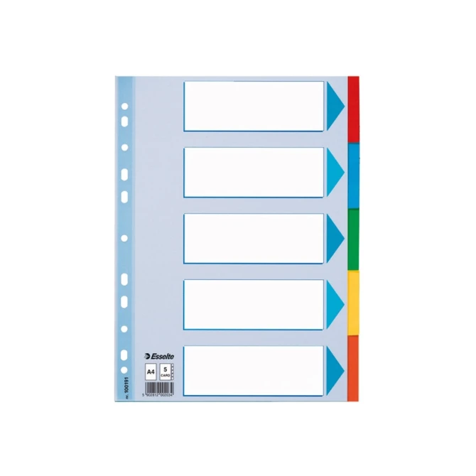 Tabblad ESSELTE A4 11R karton 5dlg/set1