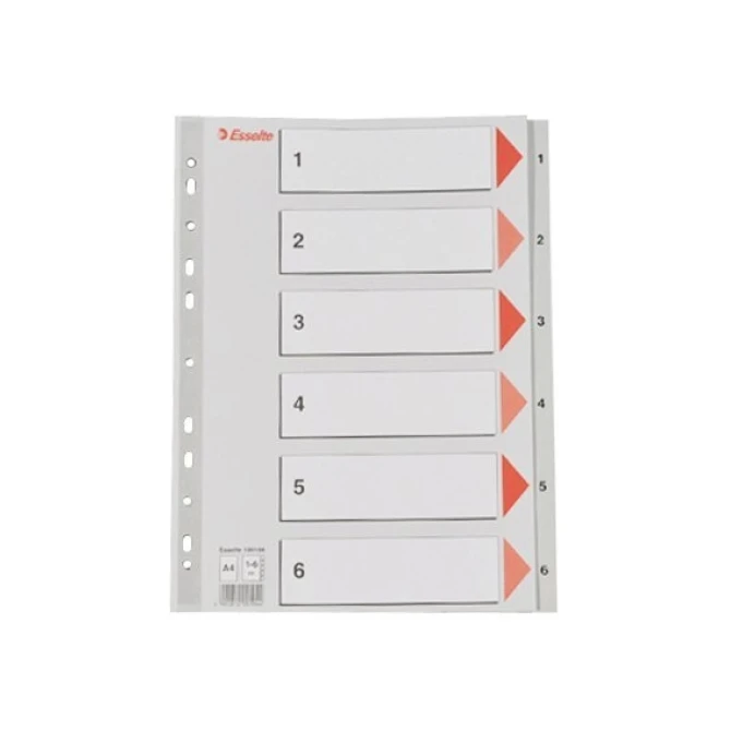 Tabblad ESSELTE A4 11r 1-6 PP grs
