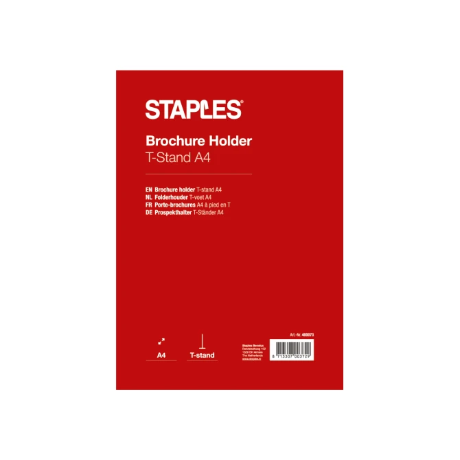Staples Tafelstandaard A4 T-voet Staand Transparant Staples Tafelstandaard A4 T-voet Staand Transparant