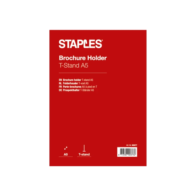Staples Tafelstandaard A5 T-voet Staand Transparant Staples Tafelstandaard A5 T-voet Staand Transparant