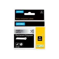 Tape Dymo Rhino 19mm zwart op metalic Tape Dymo Rhino 19mm zwart op metalic
