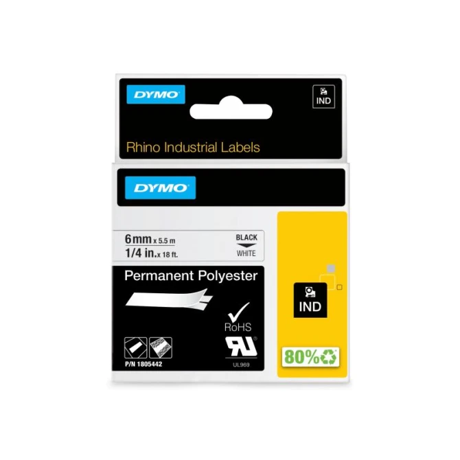 Tape Dymo Rhino 6mm 1805442 zwart/wit