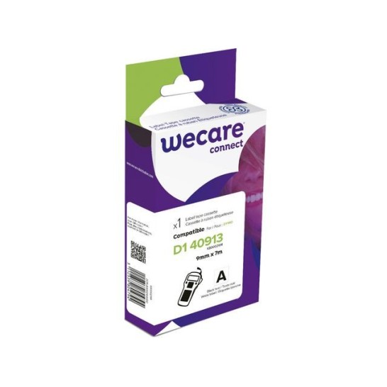 Tape Wecare Dymo comp 40913 D1 9mm zw/wi