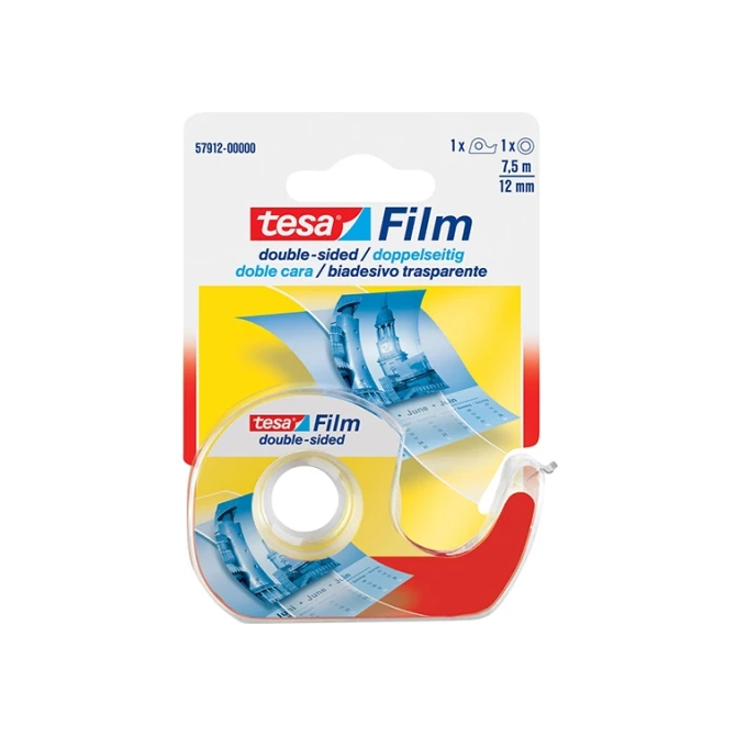TESA Dubbelzijdig Tape 12 mm x 7.5 m + Dispenser