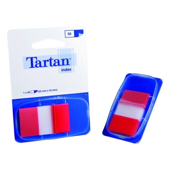 Tartan Index Tabs 25 x 43 mm Rood (pak 50 vel)