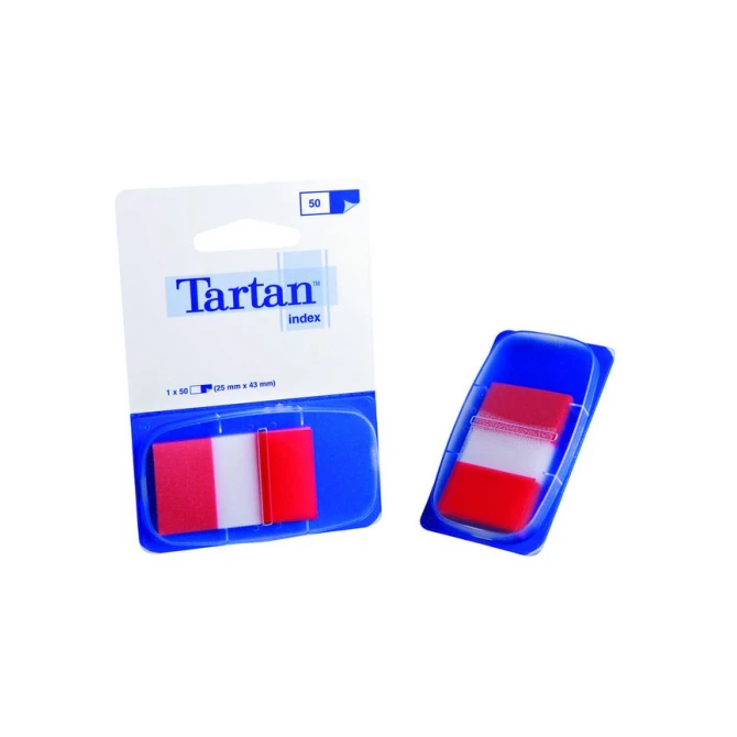 Tartan Index Tabs 25 x 43 mm Rood (pak 50 vel) Tartan Index Tabs 25 x 43 mm Rood (pak 50 vel)