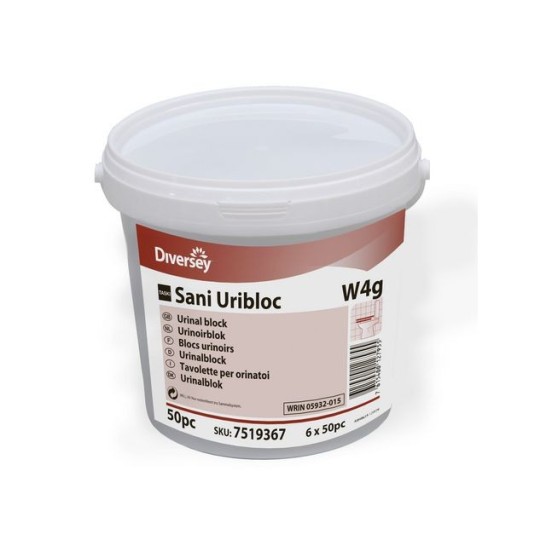 Taski Sani Uribloc W4g urinoir reinigingstabletten emmer (pak 50 stuks)