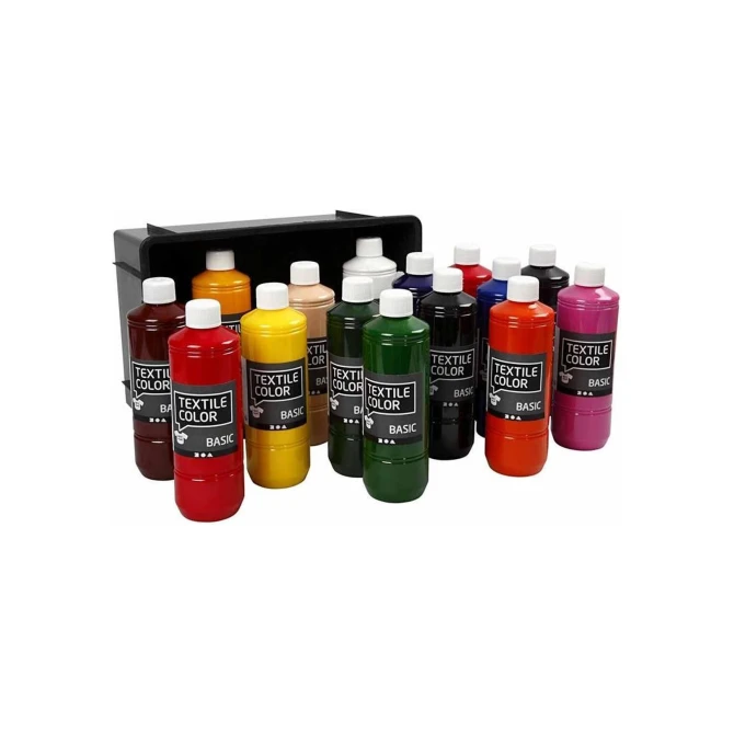 Creotime Textielverf basic assorti 500ml (doos 15 flessen)