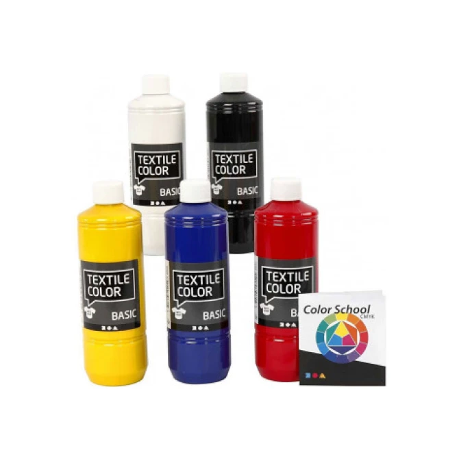 Creotime Textielverf basic primair kl/ds5x500ml (doos 5 flessen)