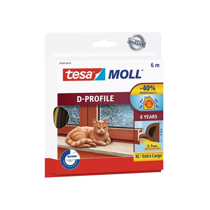 TESA Tochtstrip moll classic d-prof 9mmx6m br