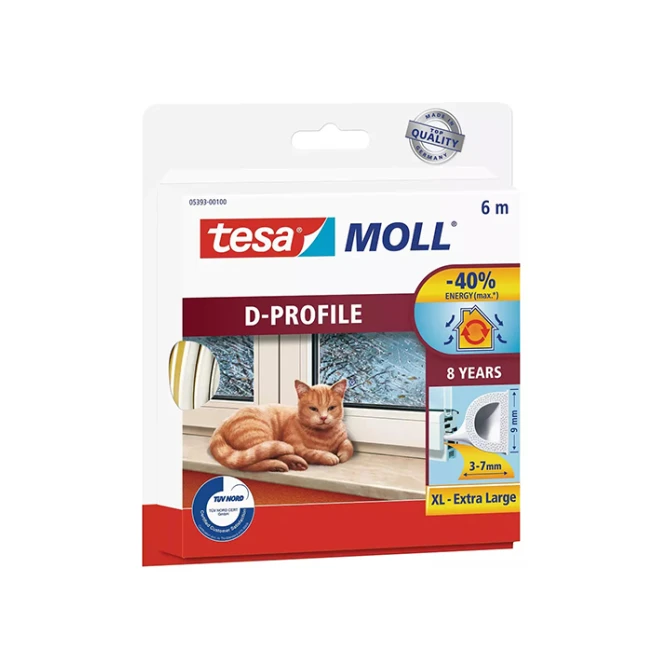 TESA Tochtstrip moll classic d-prof 9mmx6m wt