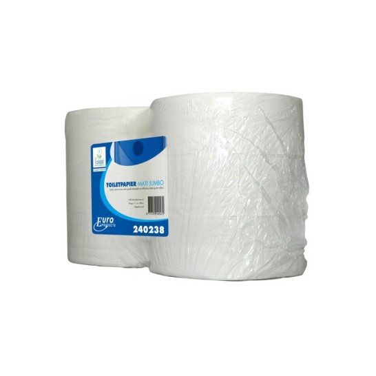 Toiletpapier Euro maxi jumbo 2L wit/pk6