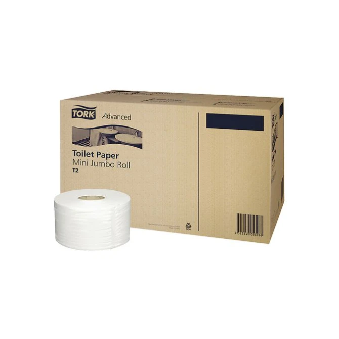 TORK Advanced Mini Jumbo T2 Toiletpapier 2-laags 850 vel (pak 12 rollen) TORK Advanced Mini Jumbo T2 Toiletpapier 2-laags 850 vel (pak 12 rollen)