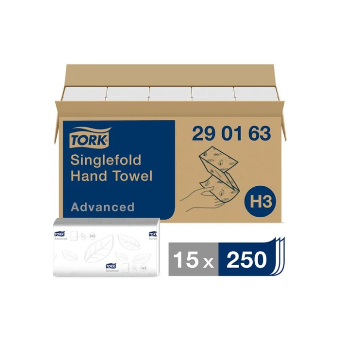 TORK 290163 Handdoeken ZZ C-vouw 2-laags 23x25cm Wit (doos 15 x 250 stuks)