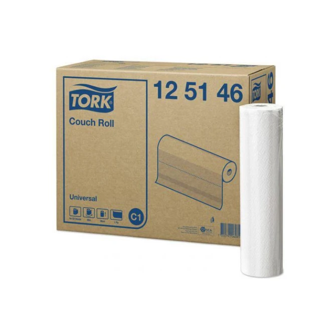 TORK Onderzoekstafelrol 1-Laags 39 cm C1 Wit (doos 8 x 50 meter) TORK Onderzoekstafelrol 1-Laags 39 cm C1 Wit (doos 8 x 50 meter)