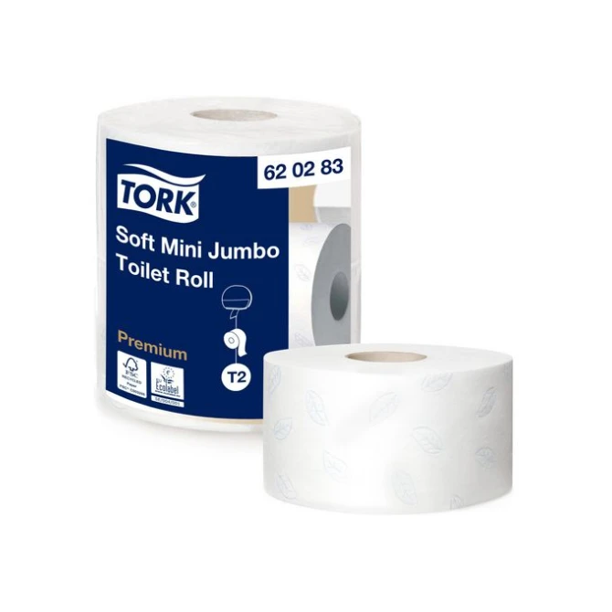 TORK Premium Mini Jumbo T2 Toiletpapier Soft 2-laags 850 vel Wit (krimp 2 stuks)