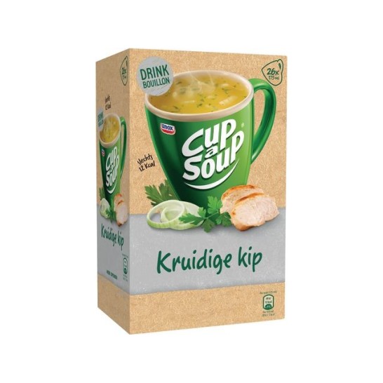 UNOX Cup-a-Soup Heldere Kruidige Kip Drinkbouillon 175 ml (doos 26 stuks)