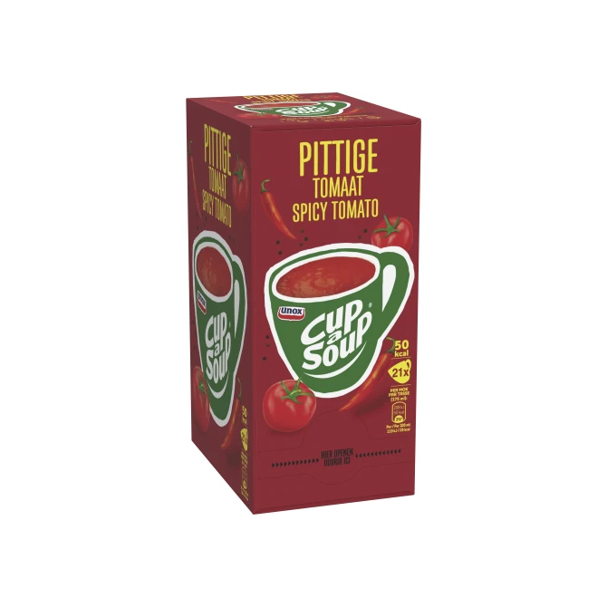 UNOX Cup-a-Soup Pittige Tomaat Soep 175 ml (doos 21 stuks)