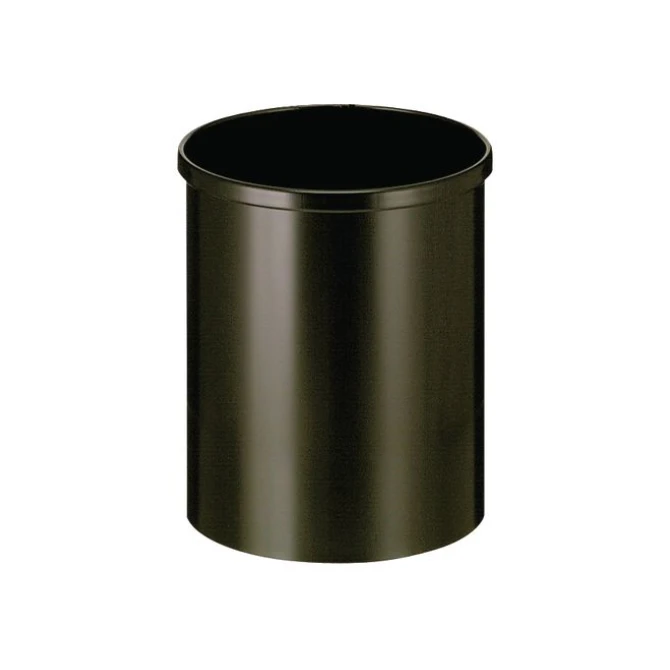 V-PART Ronde metalen papierbak 15 liter zwart diameter 255 x 31 cm